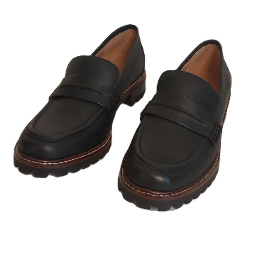 Madewell Lug Loafers Black Leather Style NE526 Women’s Size 6 Excellent Like New